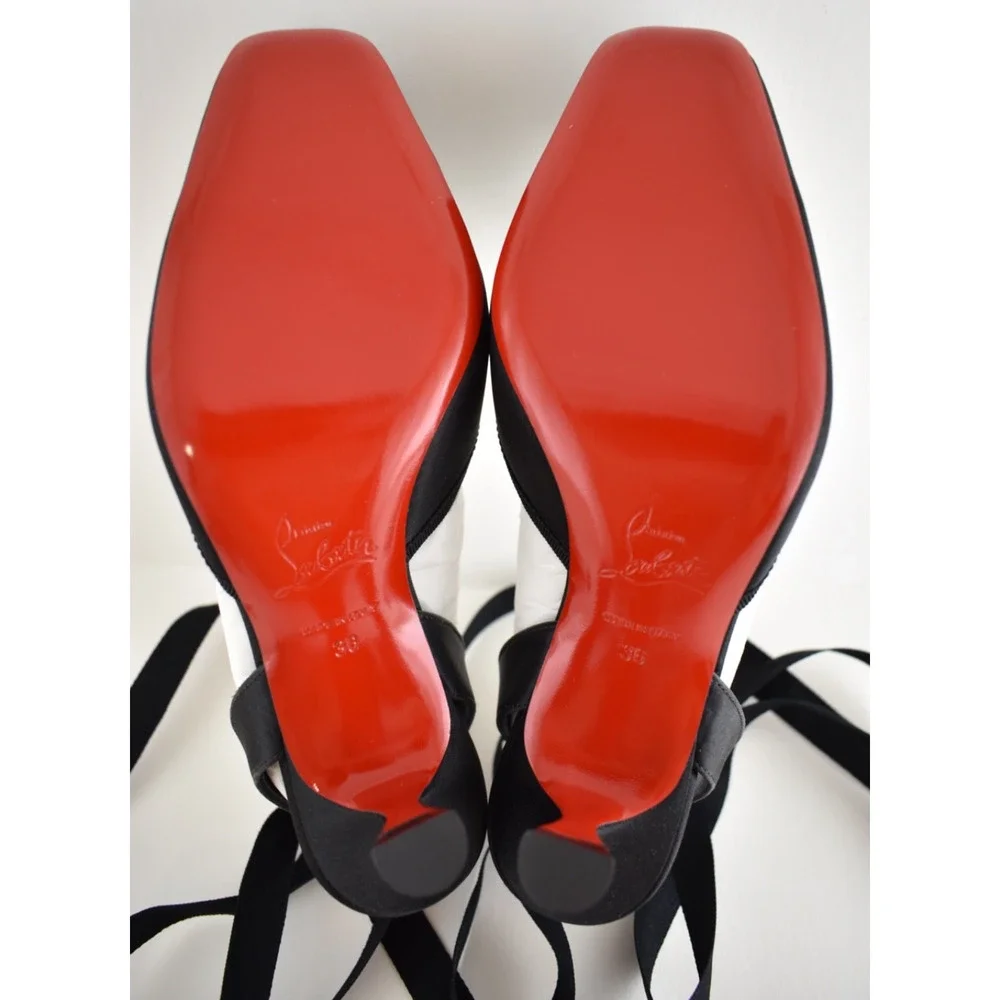 Christian Louboutin Cassia Lace Up 55 Black Tie Ballet Sandal Low Heel Pump 36